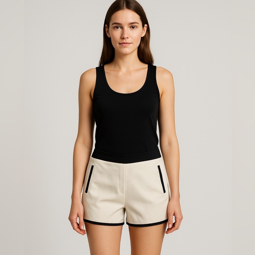 Mango Black and Cream Women's Shorts